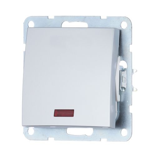 Выключатель 1-кл.. c индикатором (сх.1L) 16 A. 250 B (сереб. металлик) LK60 (20шт.) 1кор.=200шт.