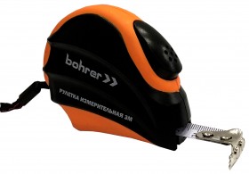 Рулетка Bohrer измерительная Комфорт 10м х 25мм, автостоп, магнитный зацеп, обрезиненный ударопрочный корпус (48/6/1)