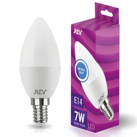 REV Лампа сд C37 Е14 7W, 4000K, холодный свет