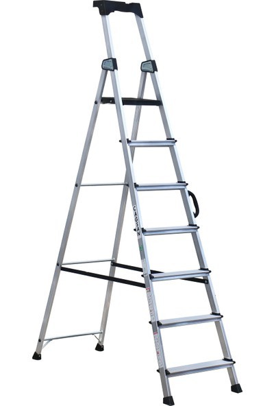 Стремянка алюминиевая Bohrer, 6 ступеней, рабочая высота 3,26м, высота площадки 1,26 м, 4,8 кг