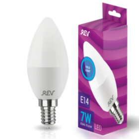 REV Лампа сд C37 Е14 7W, 6500K,холодный свет