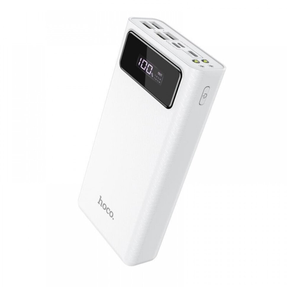 HOCO Внешний аккумулятор Hoco J65, 30000 mAh, LED + Фонарь, Белый