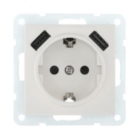 Розетка с з/к + 2хUSB разъем, 2А (бел.) LK60 (10шт.), 1кор.=100шт.