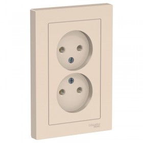 Розетка 2-м б/з бежевый AtlasDesign