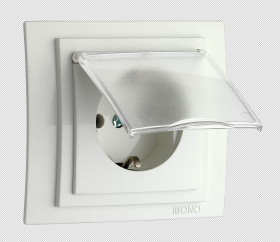 MONO  Механизм Розетка с/з с крышкой Крем