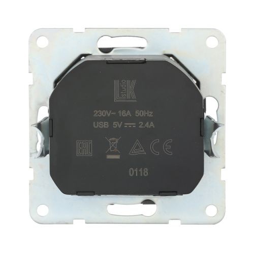 Розетка с з/к + 2хUSB разъем, 2А (сереб.металлик) LK60 (10шт.), 1кор.=100шт.