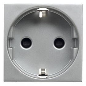 Abb NIE Розетка SCHUKO с заземлением, со шторками, 16А / 250В, серия Zenit, цвет серебристый