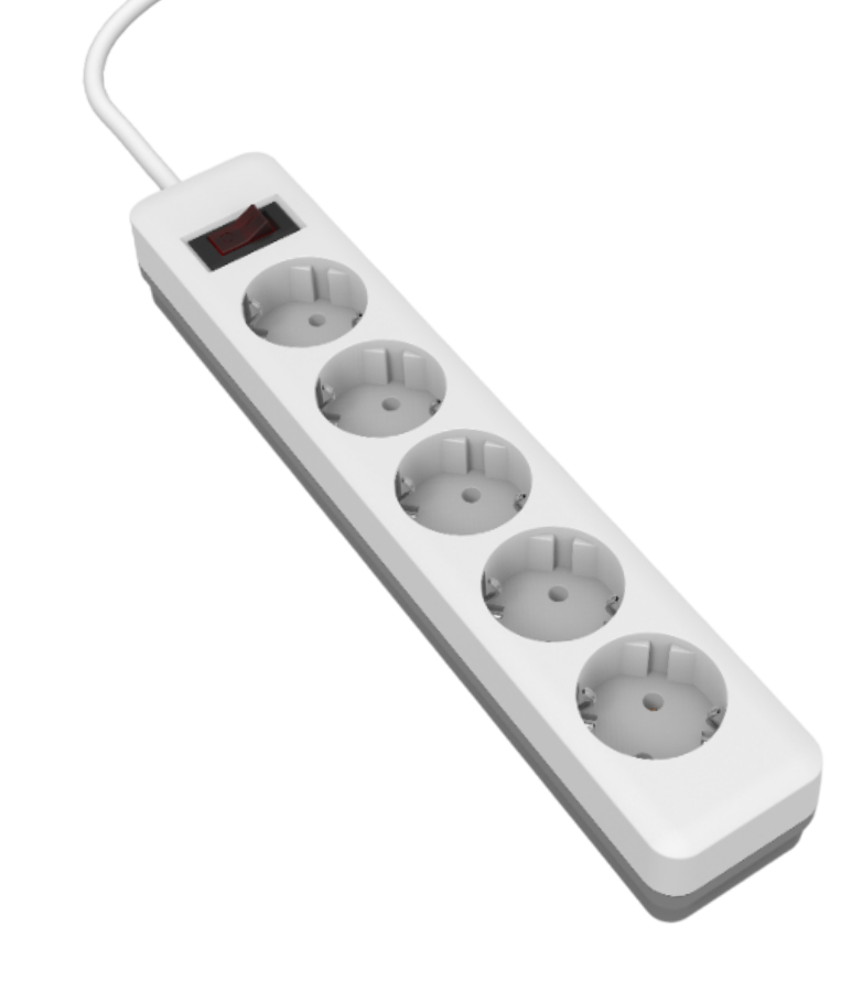 Удлинитель с сет/ф LEEK LE E1S ПВС 3х0,75 5роз. 3м 10А земля белый/серый (20)