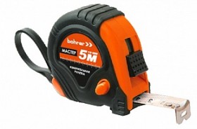 Рулетка Bohrer измерительная Мастер 10м х 32мм, 3 фиксации (с боковым фиксатором), обрезиненный ударопрочный корпус (48/6/1)