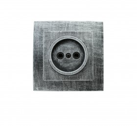 REV Розетка с/п б/з 1-местная серия Palazzo Vintage, серебро патина, düwi