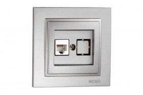 МОНО Despina  Розетка. Комп. RJ45 CAT 6.Серебро с рамкой