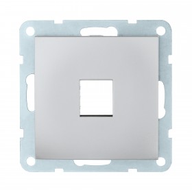 Накладка с суппортом розетки компьютерной (серебристый металлик) LK80