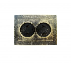 REV Розетка с/п б/з 2-местная серия Palazzo Vintage, золото патина, düwi