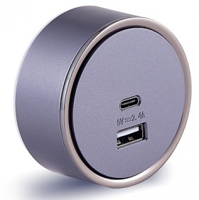 Розетка USB+Type-C 2.4A/5V на трек