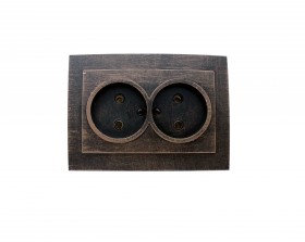 REV Розетка с/п б/з 2-местная серия Palazzo Vintage, медь патина, düwi