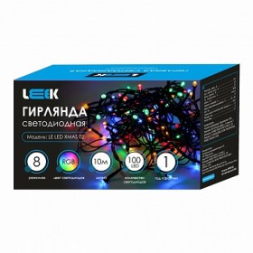 Гирлянда с/д нить LEEK 10м 100 LED зеленый кабель, RGB (30)
