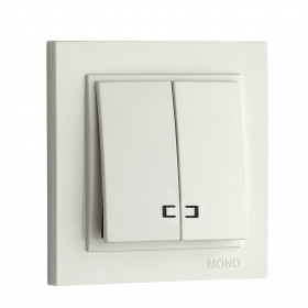 MONO Механизм  Выкл 2-х клавишный с подсветкой Белый
