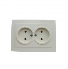 REV Розетка с/п б/з 2-местная серия Palazzo, слоновая кость, düwi