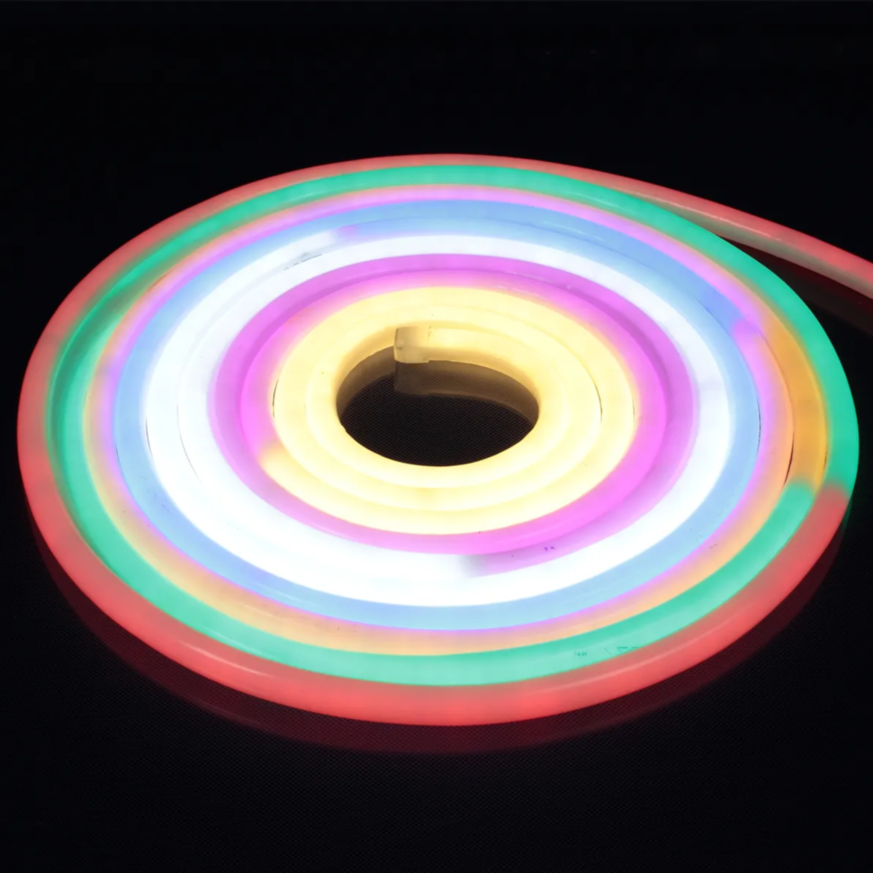 Круглый узкий гибкий неон 360 degree glow-5MM-2835-220V-120D RGB