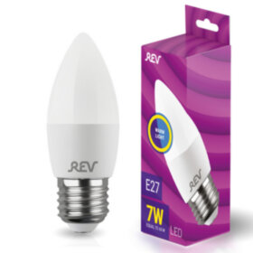 REV Лампа сд C37 Е27 7W, 2700K, теплый свет, свеча