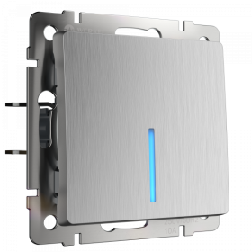 WL Выключатель 1кл с подсветкой (cеребряный рифленый)