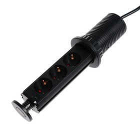 Розетка выдвижная, Luazon, 16 А, трёхместная, в стол, провод 1.8 м, черная 5470190