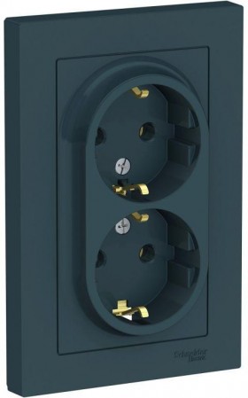 Розетка 2-м с/з изумруд AtlasDesign