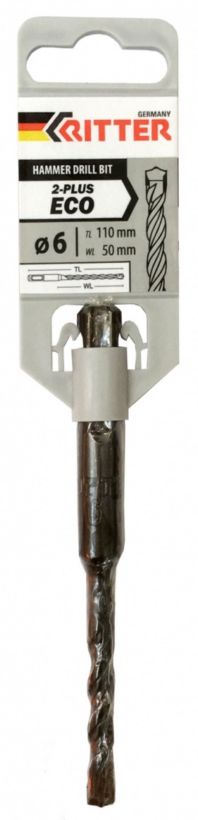 Бур SDS+ Ritter Eco 2-plus 10х200/260 (W-образная увелн. тв.сплав.напайка, спираль с доп.пазом для б