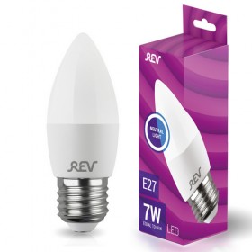 REV Лампа сд C37 Е27 7W, 4000K, нейтральный свет, свеча