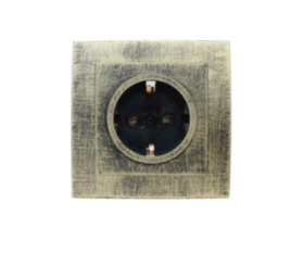 REV Розетка с/п с з/к 1-местная серия Palazzo Vintage, золото патина, düwi