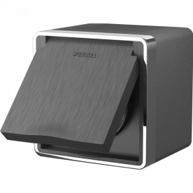 WL графит рифленный Розетка влагозащищенная с зазем. с защитной крышкой и шторками WL15-02-04