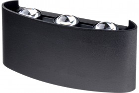 Светильник настенный, накладной, NUOVO, LED 6Вт, ABS пластик, 3000К, IP 54, черный, 6 лучей, duwi