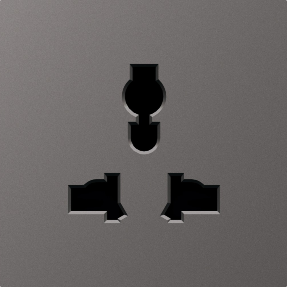 Donel A07 матовый титан накладка для  розетки мультистандарт, со шторками