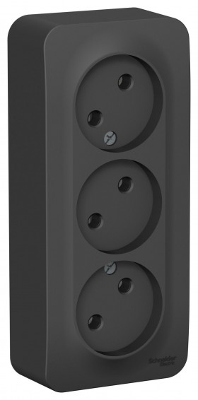 Розетка 3-м ОП Blanca 16А IP20 250В без заземл. без защ. шторок с изолир. пластиной антрацит SchE BLNRA000316