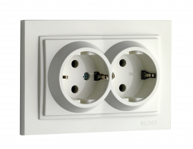 MONO Механизм  Розетка 2-ая с/з Белая