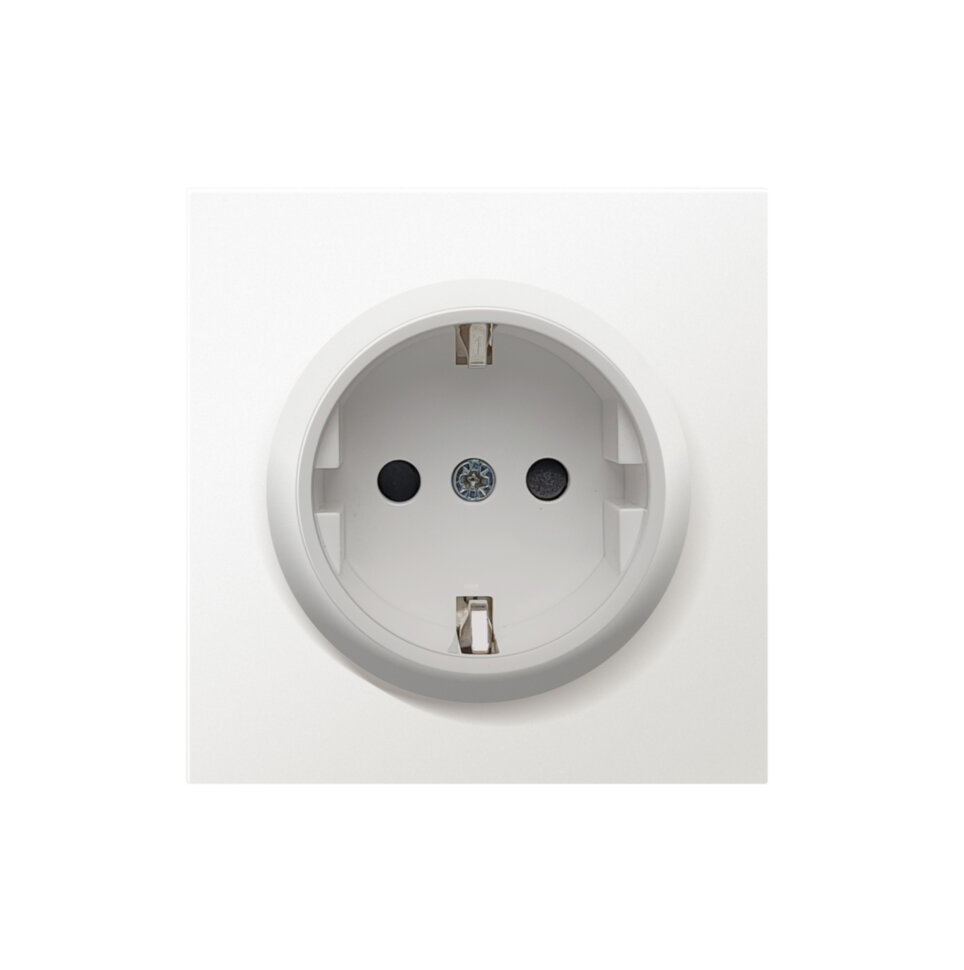 Накладка для розетки с заземлением,матовый белый