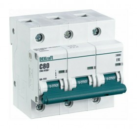 Выключатель автоматический модульный 3п C 80А 10кА ВА-201 DEKraft 13008DEK
