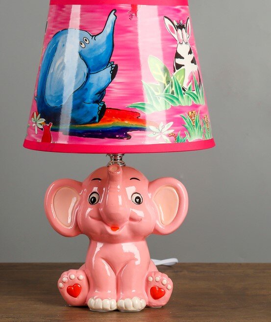 Лампа настольная с абажуром "Слонёнок розовый" Е14 40W 32,5х20х20 см   3692647