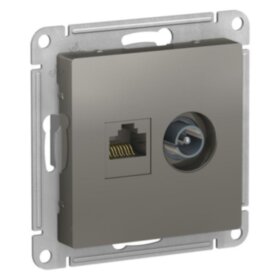 Механизм розетки RJ45+TV сталь AtlasDesign