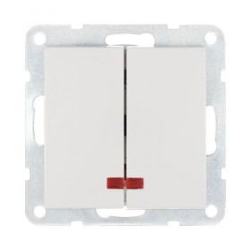 Выключатель 2-кл. с индикатором (бел.) LK60  (20шт) 1кор.=200шт.