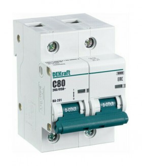 Выключатель автоматический модульный 2п C 80А 10кА ВА-201 DEKraft 13005DEK