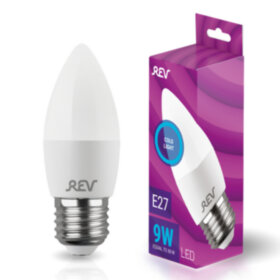 REV Лампа сд C37 Е27 9W, 6500K, холодный свет
