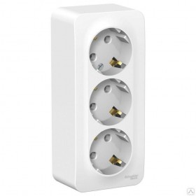 Розетка 3-м ОП Blanca 16А IP20 250В с заземл. без защ. шторок с изолир. пластиной бел. SchE BLNRA010311