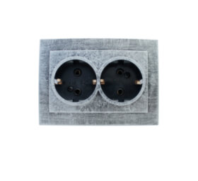 REV Розетка с/п с з/к 2-местная серия Palazzo Vintage, серебро патина, düwi