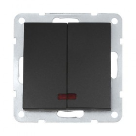 Выключатель 2-кл. с индикатором (черн. бархат) LK60/ (200шт./кор.)