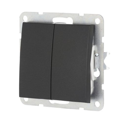 Переключатель 2-кл.. с двух мест (сх.6+6) 16 A. 250 B (черн. бархат) LK60  (20шт) 1кор.=200шт.