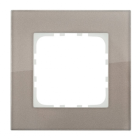 Рамка 1-постовая, натуральное стекло, цвет серо-коричневый LK80