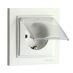 MONO Механизм  Розетка с/з с крышкой Белая (500-001921-118)