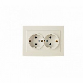 REV Розетка с/п с з/к 2-местная серия Palazzo, слоновая кость, düwi