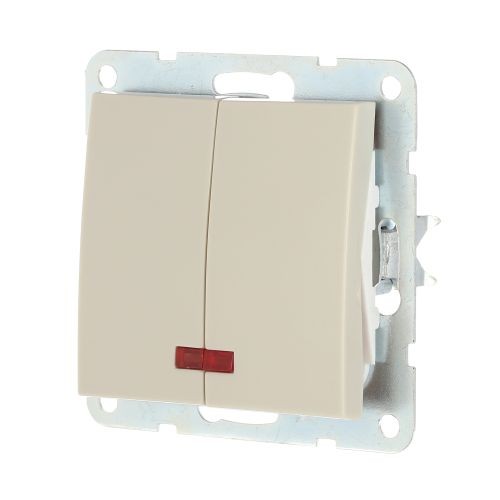 Выключатель 2-кл.. с индикатором (сх.5L) 16 A. 250 B (беж.) LK60  (20шт) 1кор.=200шт.